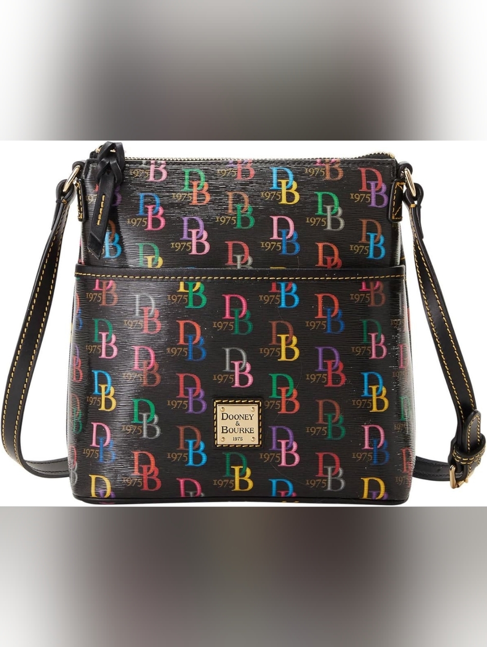 Dooney & Bourke Black Multicolor Logo Crossbody Bag